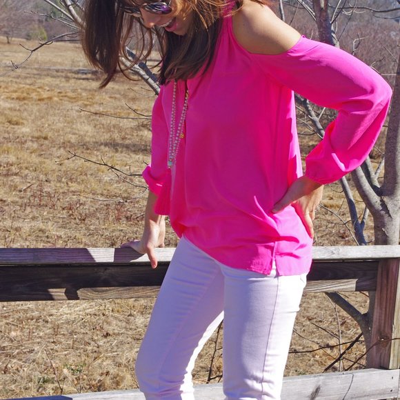 Lilly Pulitzer Elsa Top Sunny Shoulder Tiki Pink Size XXS - Picture 5 of 7